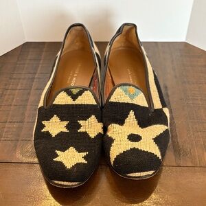Stubbs & Wootton Black and Cream Star Loafers